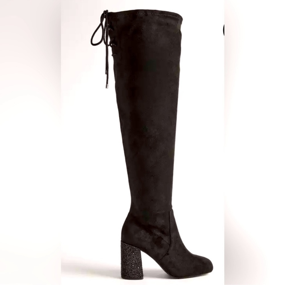 Over the knee lace up embellished heel
